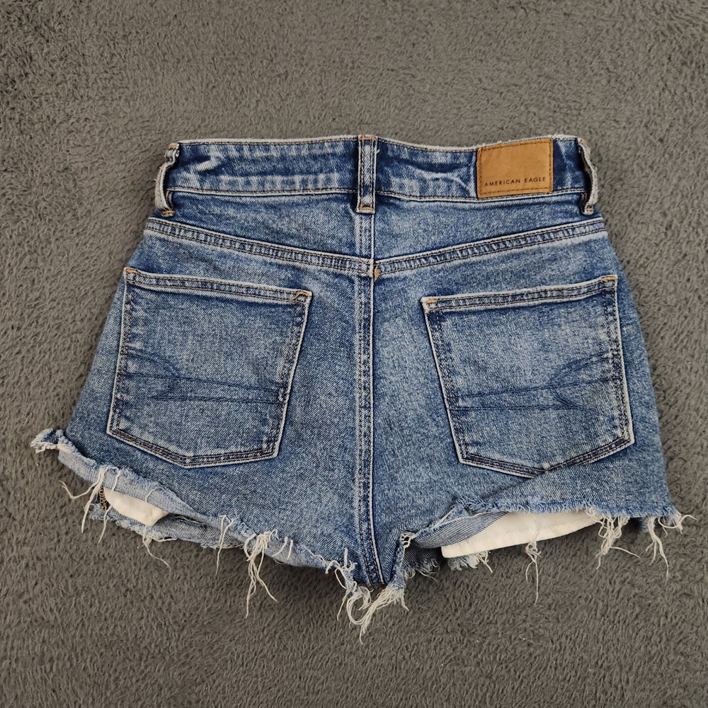 American Eagle Denim Mom Short Womens 00 High Rise Distress STRIGID Cutoff 24x2" - Picture 2 of 12
